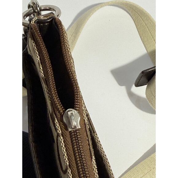 Coach Legacy Signature Stripe Swingpack Crossbody Bag, Beige and Brown - Picture 12 of 13